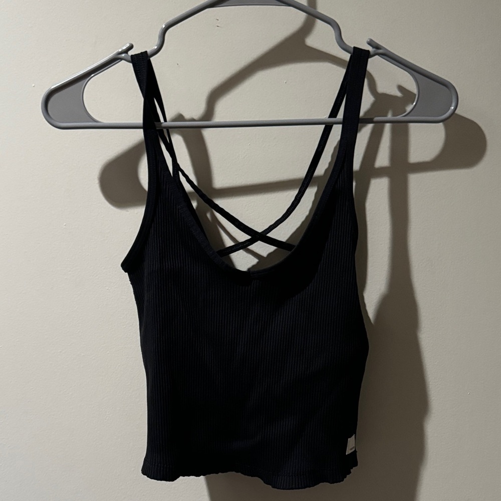 Vuori Black Ribbed Camisole Top